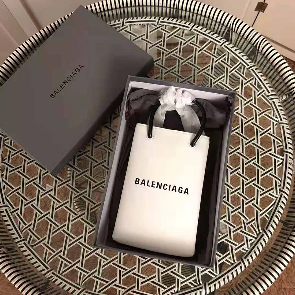 Balenciaga Shopping Phone Holder Shopping Phone Holder in White Squared Calfskin for Unisex