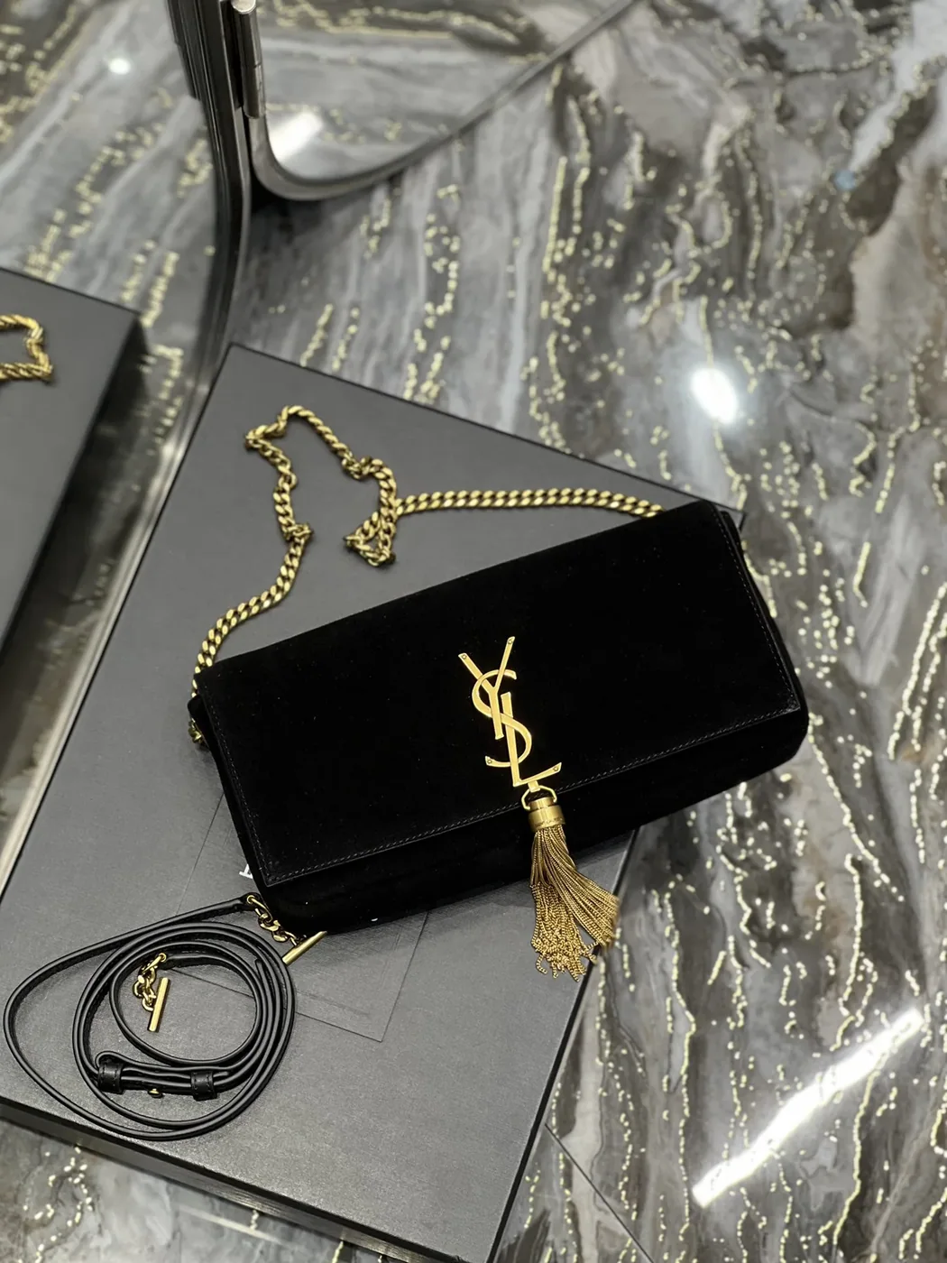 Saint Laurent Kate 99 Chain Bag With Tassel Black