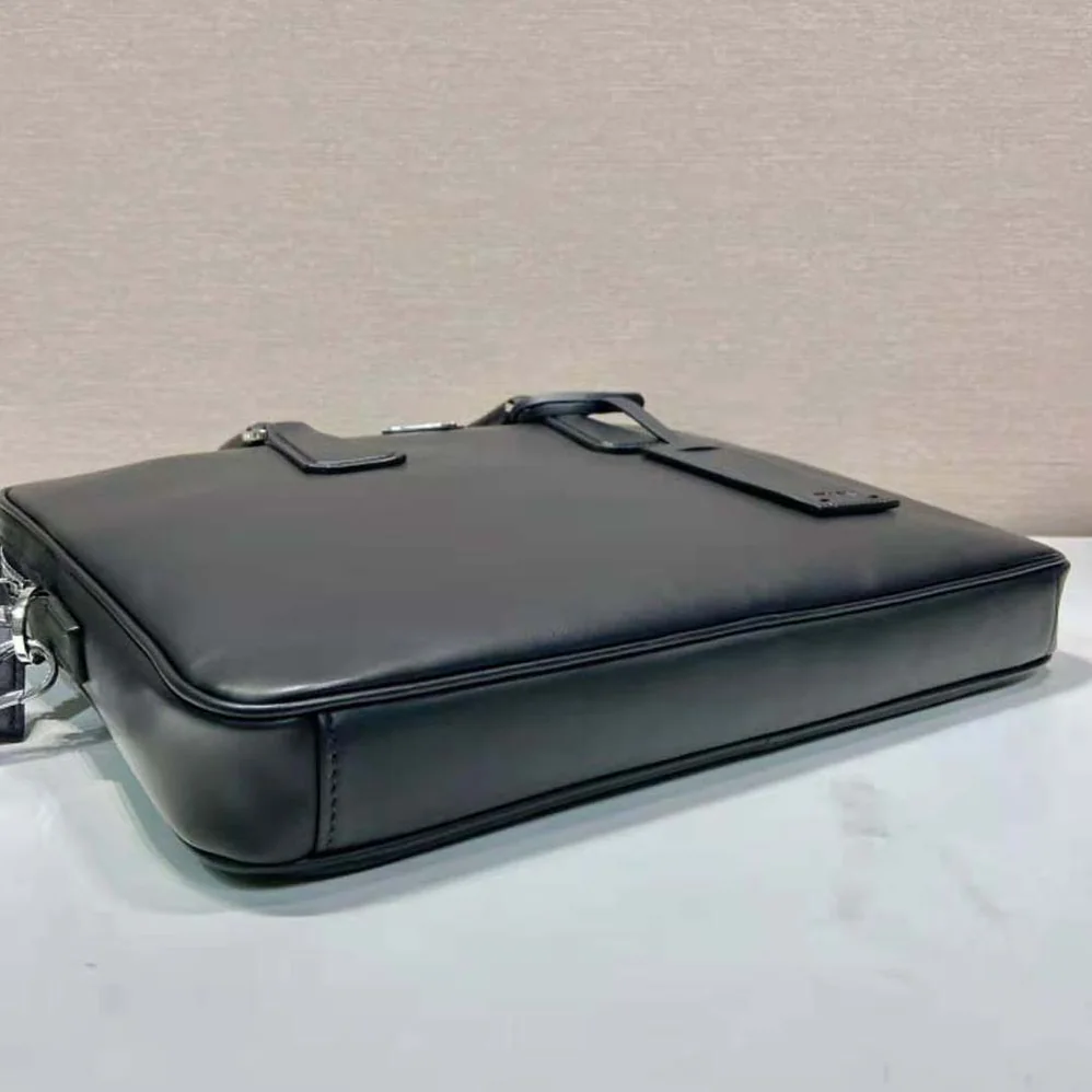 Prada Leather Briefcase with Name Tag for Men