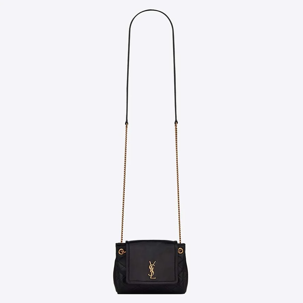 Saint Laurent YSL Mini Nolita in Lambskin for Women in Black Saint Laurent YSL Mini Nolita in Lambskin for Women in Black