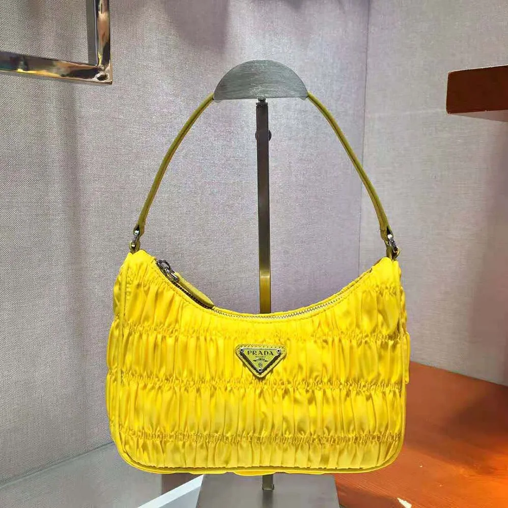 Prada Nylon and Saffiano Leather Mini Bag for Women in Yellow