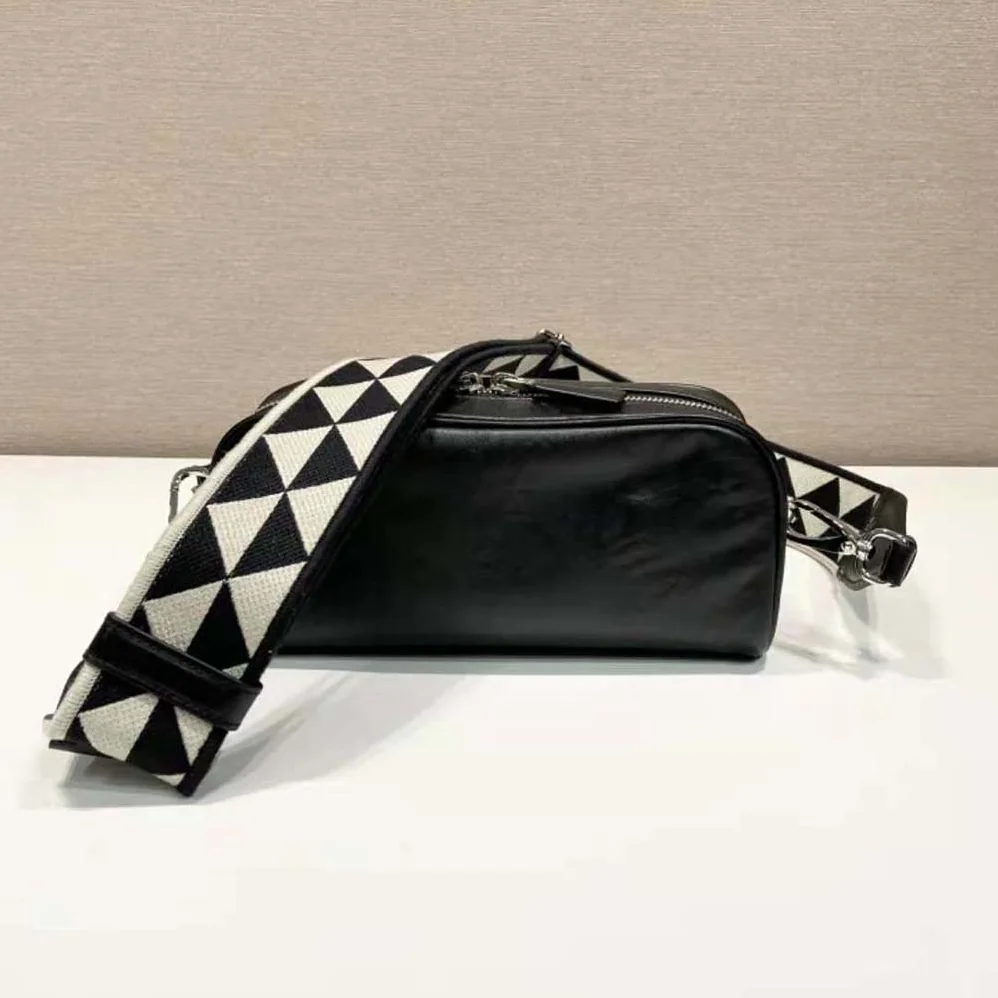 Prada Nappa Antique Leather Multi-Pocket Shoulder Bag for Women in Black