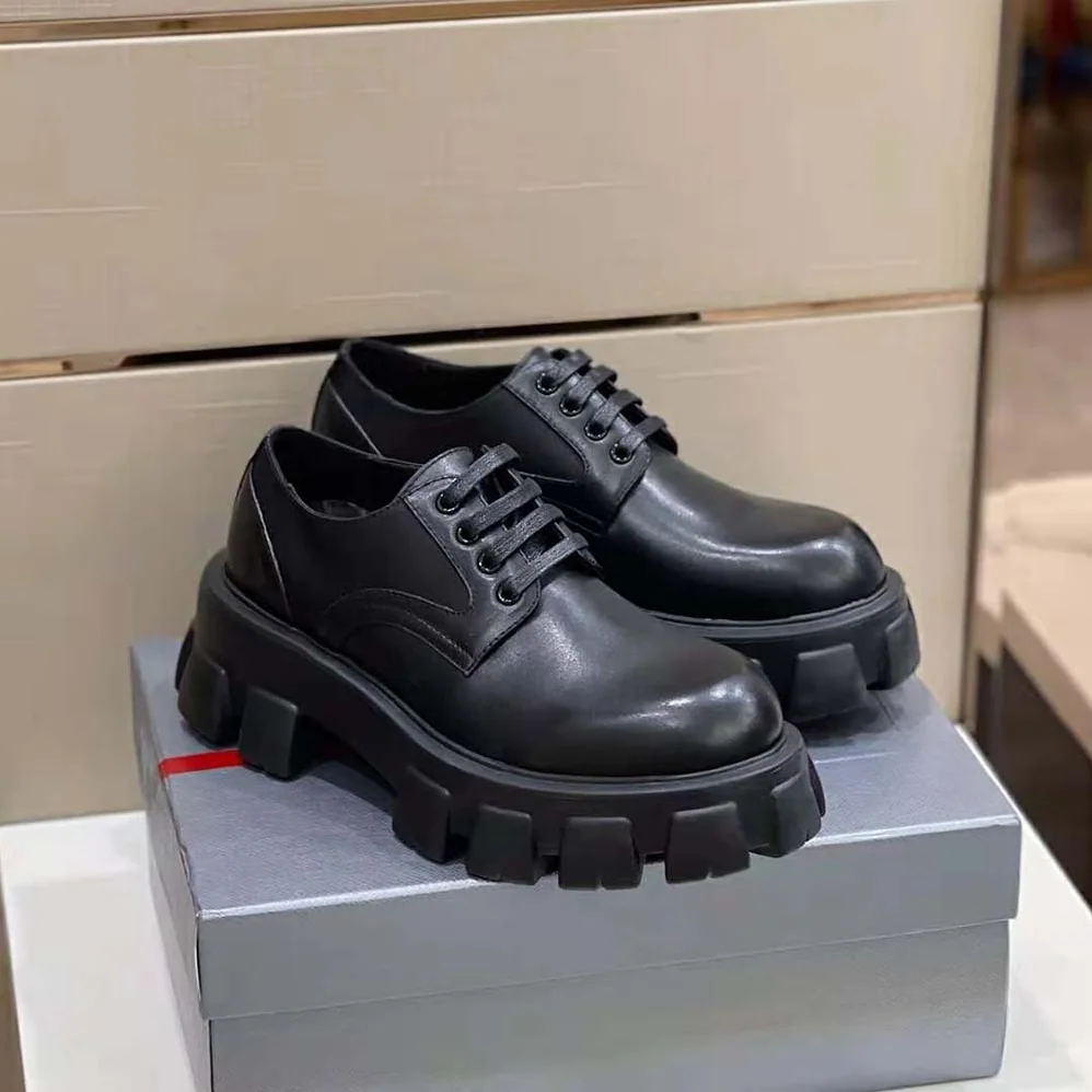 Prada Monolith Brushed Rois Leather and Nylon Lace for Men in up Shoes Prada Monolith Brushed Rois Leather and Nylon Lace for Men in up Shoes