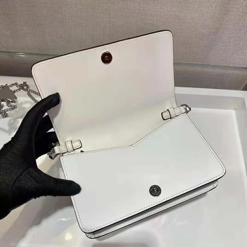 Prada Brushed Leather Shoulder Bag for Women in White