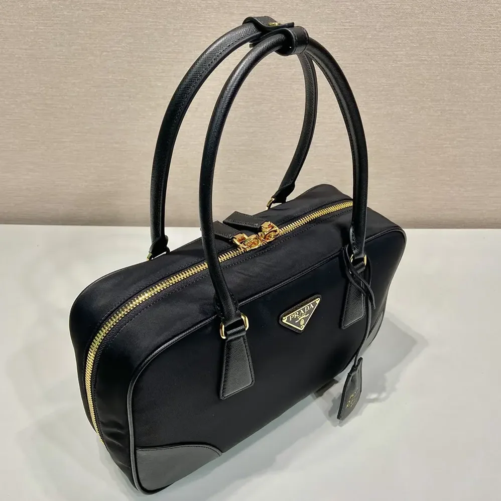 Prada Re-Edition 1978 Medium Re-Nylon and Saffiano Leather Two-handle Bag for Women in Black
