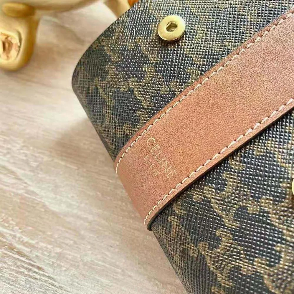 Celine Folded Compact Wallet in Triomphe Canvas and Lambskin for Women