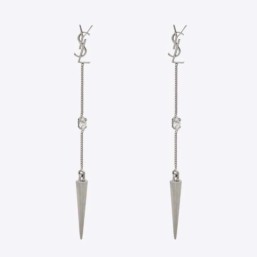 Saint Laurent YSL Opyum YSL Rhinestone Spike Earrings in Metal for Women Saint Laurent YSL Opyum YSL Rhinestone Spike Earrings in Metal for Women