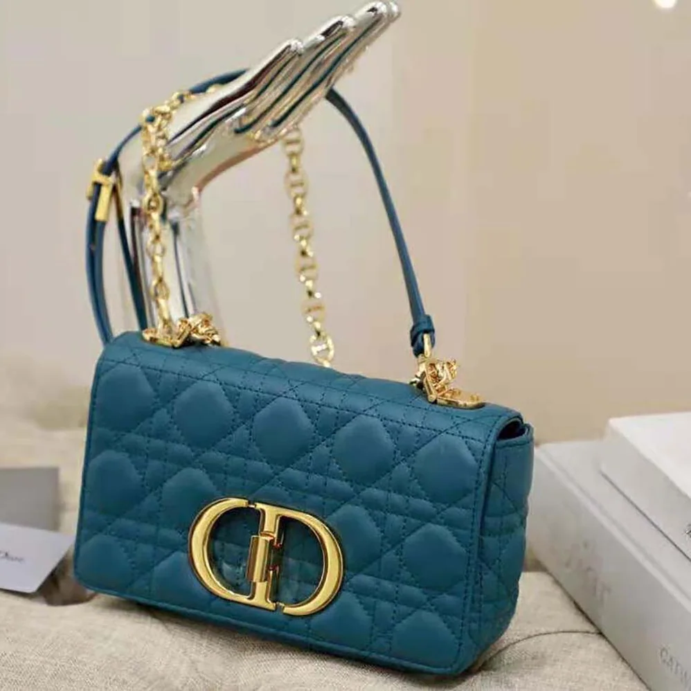 Dior Small Dior Caro Bag Supple Cannage Calfskin for Women in Blue Dior Small Dior Caro Bag Supple Cannage Calfskin for Women in Blue