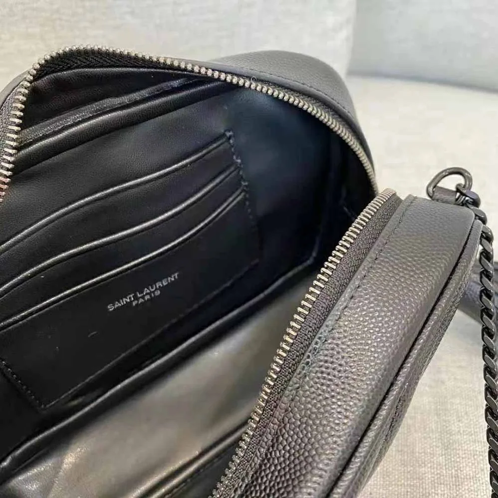 Saint Laurent YSL Lou Mini Bag in Quilted Grain DE Poudre Embossed Leather for Women in Black Saint Laurent YSL Lou Mini Bag in Quilted Grain DE Poudre Embossed Leather for Women in Black