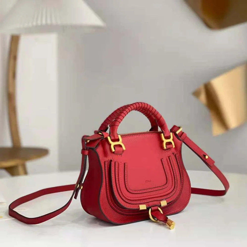 Chloe Marcie Mini Double Carry Bag for Women in Red Chloe Marcie Mini Double Carry Bag for Women in Red