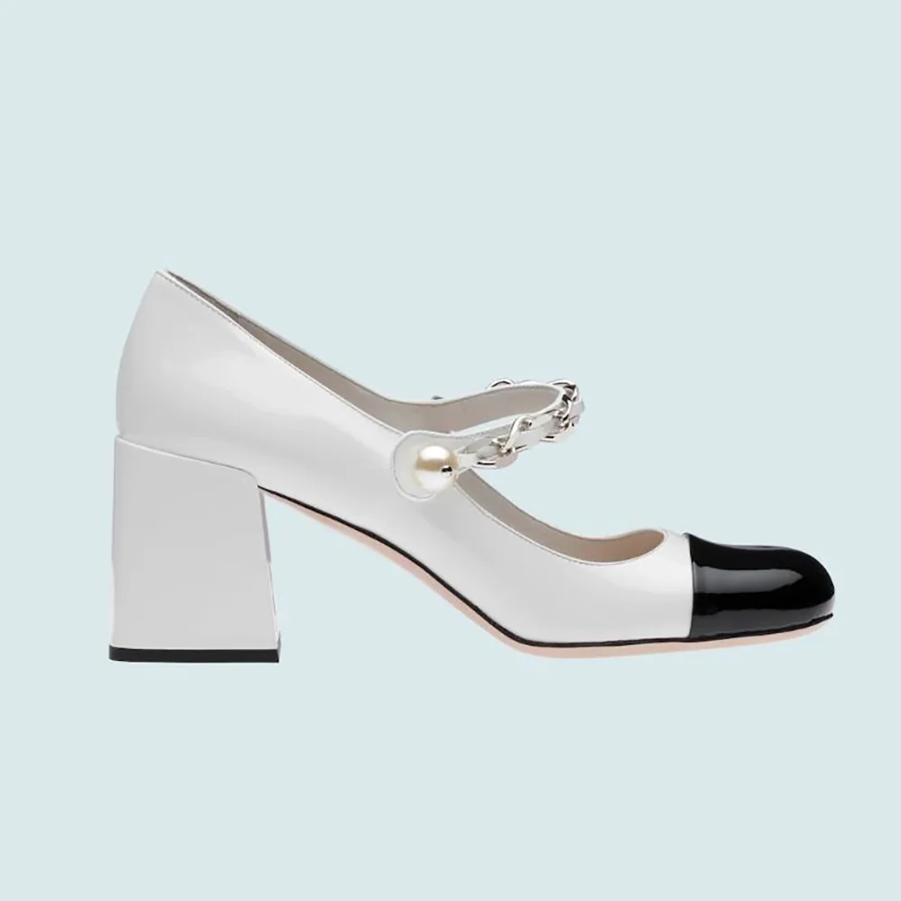 Miu Miu Patent Leather Pumps in 65 mm Heel for Women in White Miu Miu Patent Leather Pumps in 65 mm Heel for Women in White
