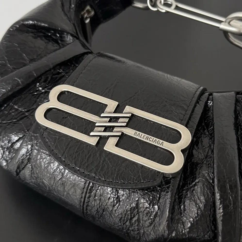 Balenciaga Pamela Shoulder Bag Small in Black Arena Lambskin for Women