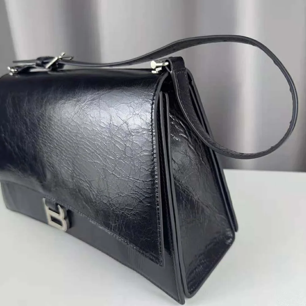 Balenciaga Crush Medium Sling Bag in Black Paper Calfskin for Women