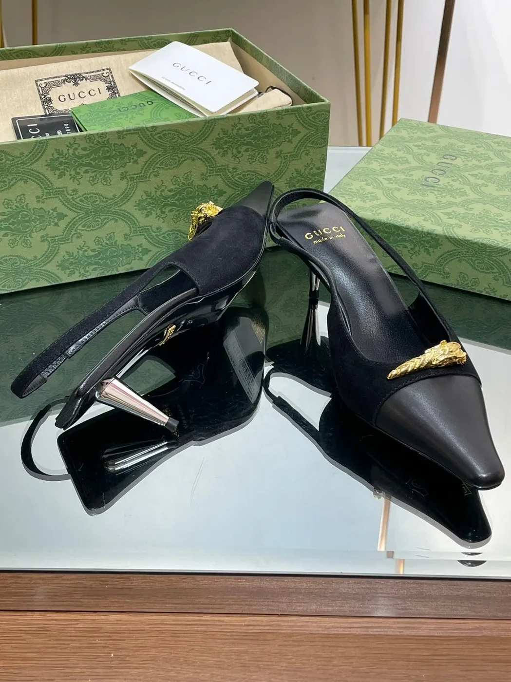 Gucci Gg Two-Tone Slingback Mid-Heel Pump Black And Light Black Gucci Gg Two-Tone Slingback Mid-Heel Pump Black And Light Black