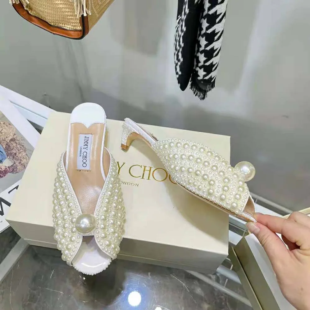 Jimmy Choo Samantha 35 White Satin Mules with All for Women in Over Pearls Jimmy Choo Samantha 35 White Satin Mules with All for Women in Over Pearls