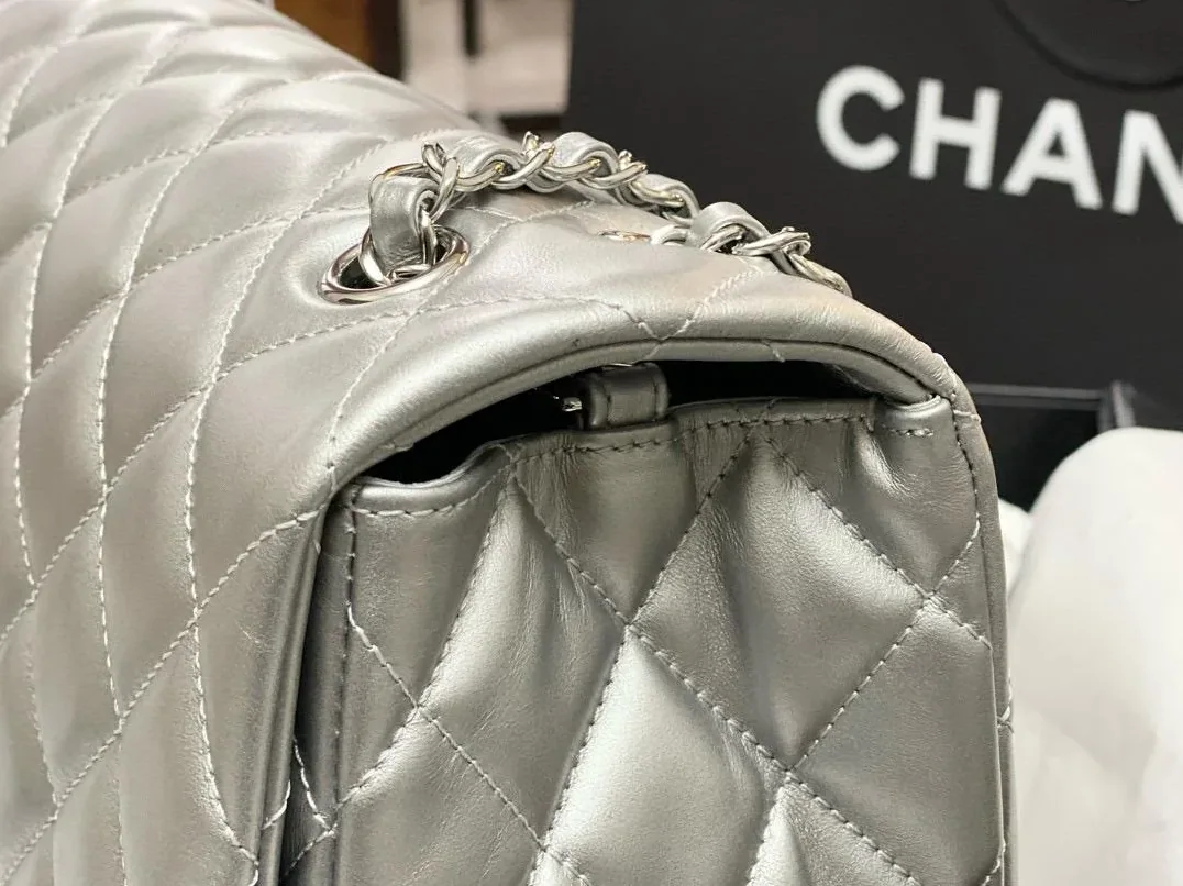 Chanel Airport Bag Silver in White/Black/Grey /