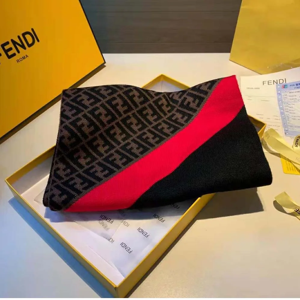 Fendi Multicolor Wool Scarf for Women in Red
