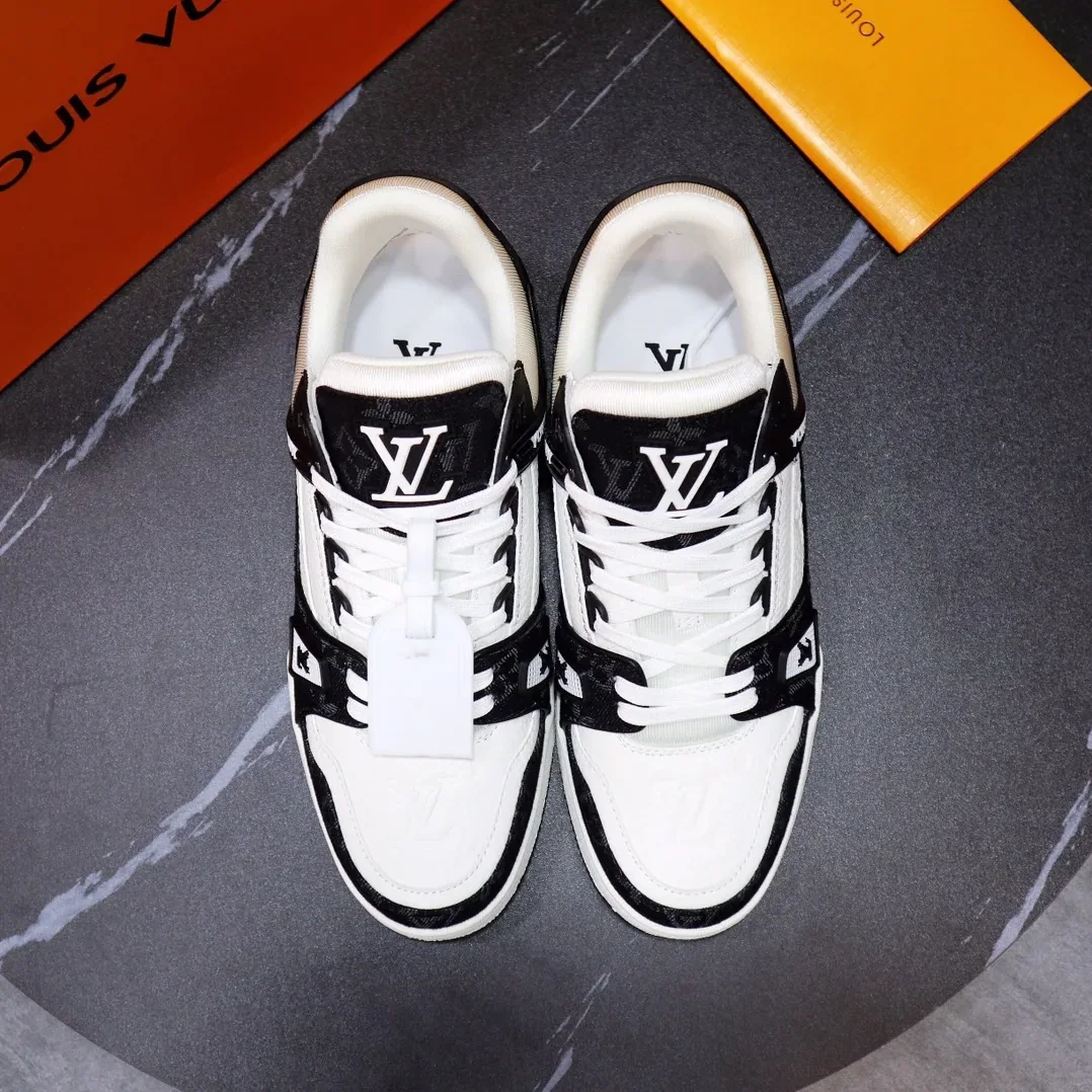 Louis Vuitton Trainer Sneaker Mix Of Materials Black in White