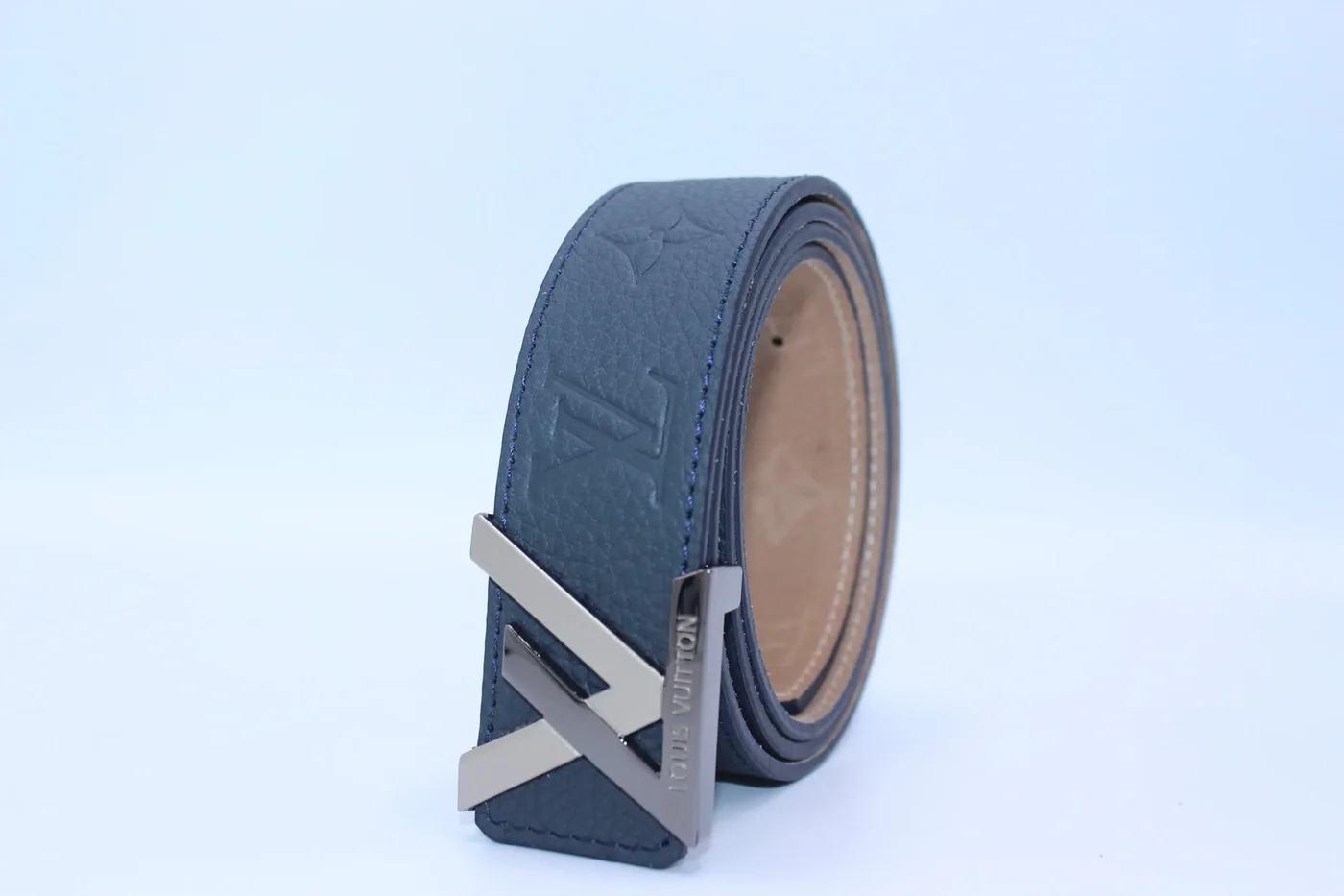 New Buckle Dark Blue Leather Belt
