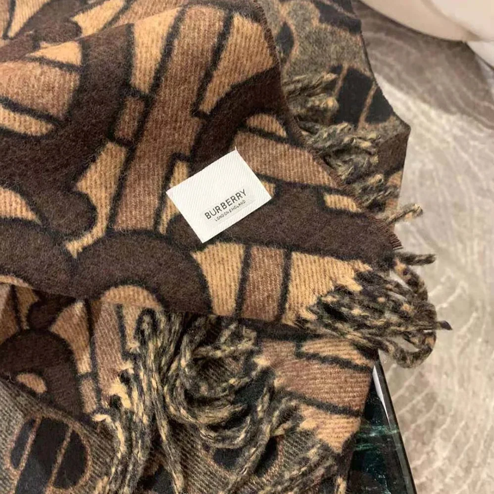 Burberry Monogram Cashmere Jacquard Scarf for Women in Brown