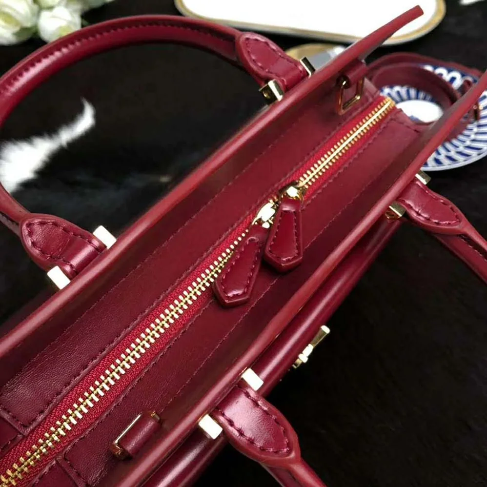 Saint Laurent YSL Uptown Small Tote Shiny Smooth for Women in Red