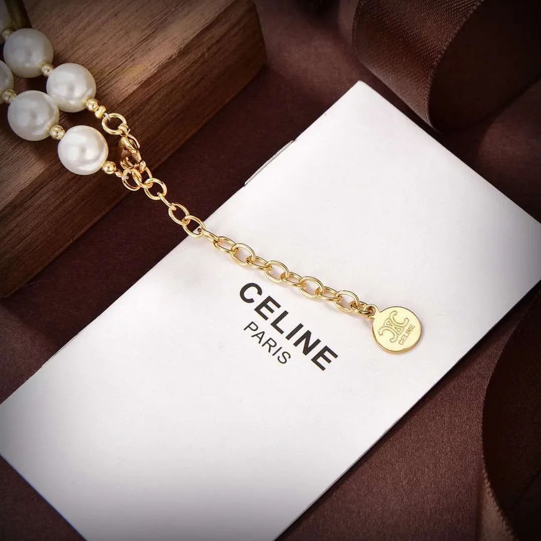 Celine Arc De Triomphe Reclous Necklace White