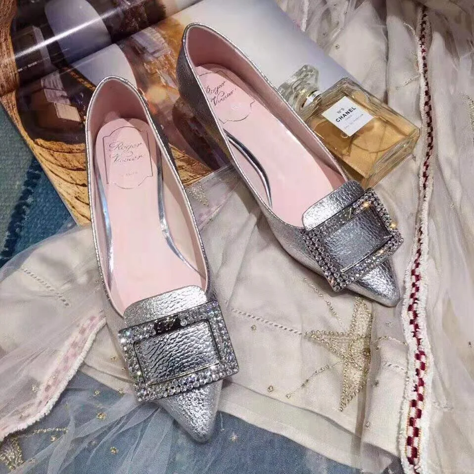 Roger Vivier Gommettine Strass Buckle Ballerinas for Women in Silver Roger Vivier Gommettine Strass Buckle Ballerinas for Women in Silver