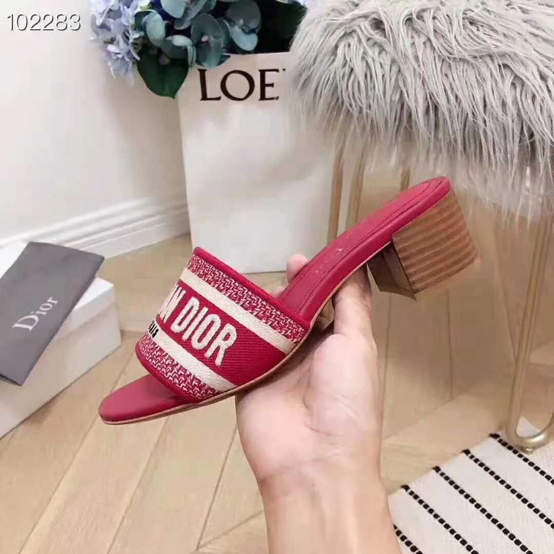 Dior Dway Mule in Embroidered Cotton for Women in Maroon Dior Dway Mule in Embroidered Cotton for Women in Maroon