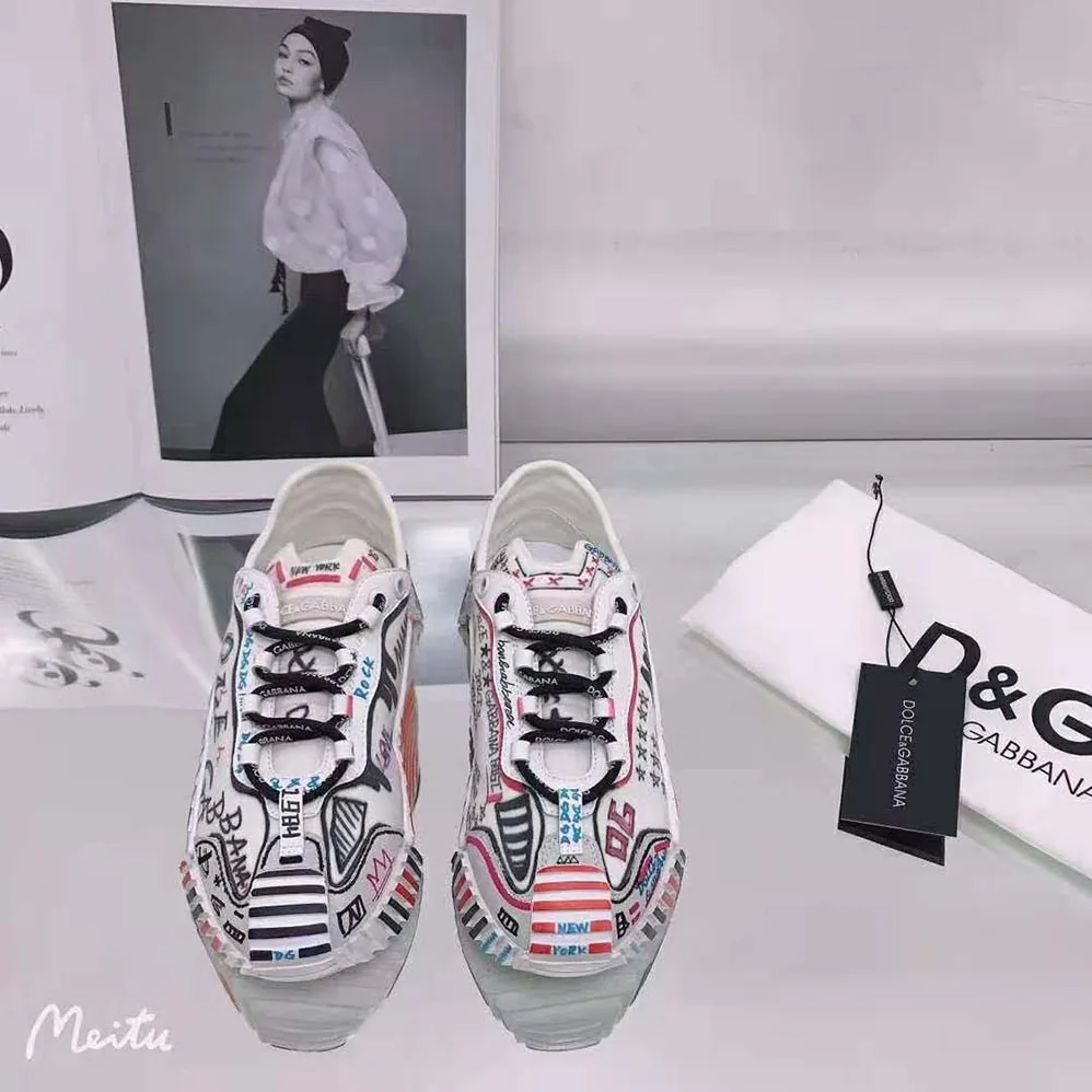 Dolce Gabbana D&G Mixed-Materials New York NS1 Slip for Unisex in on Sneakers Dolce Gabbana D&G Mixed-Materials New York NS1 Slip for Unisex in on Sneakers