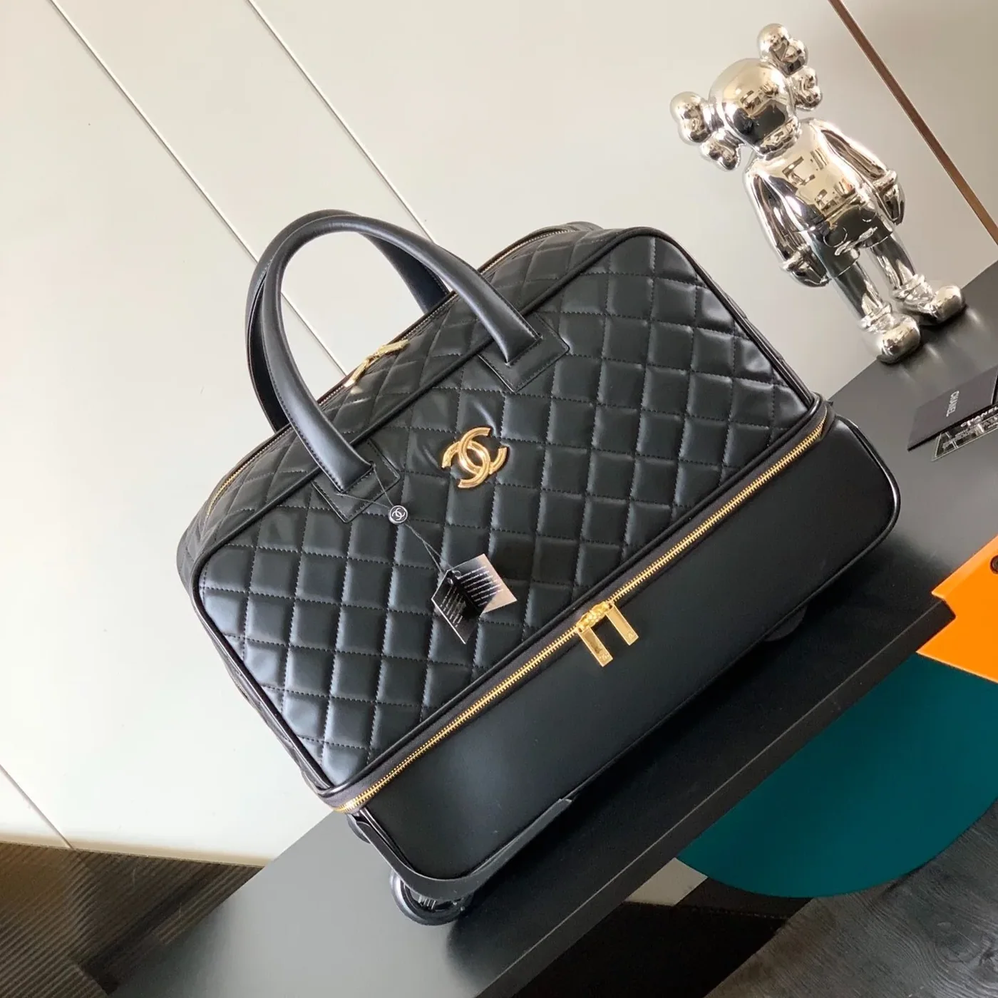 Chanel Classic Diamond in Quilted Suitcase Black /