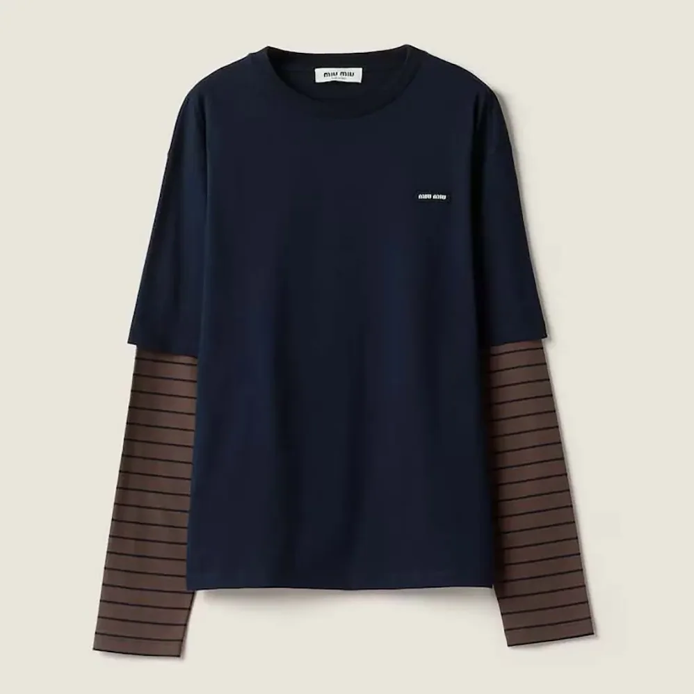 Miu Miu Long-sleeved Jersey T for Women in shirt Miu Miu Long-sleeved Jersey T for Women in shirt