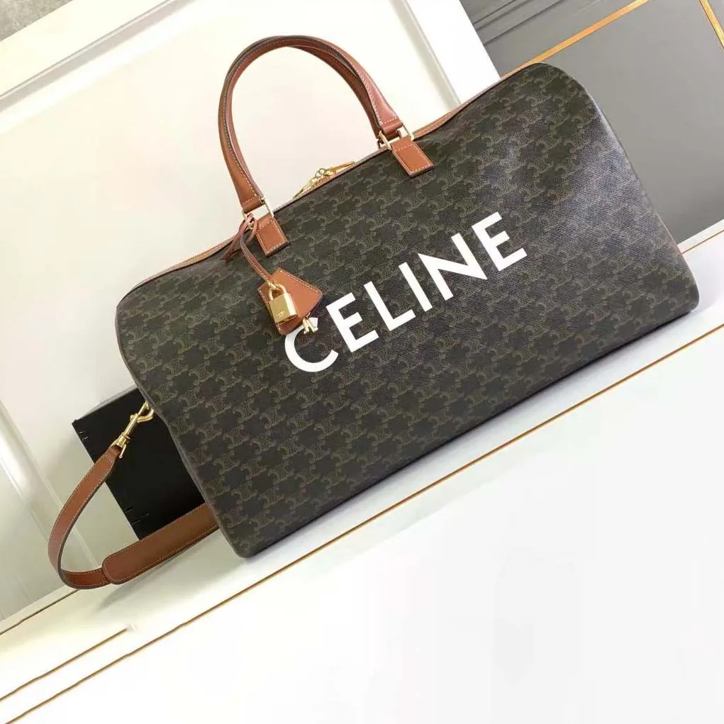Celine Large Travel Bag in Triomphe Canvas with Celine Print for Unisex