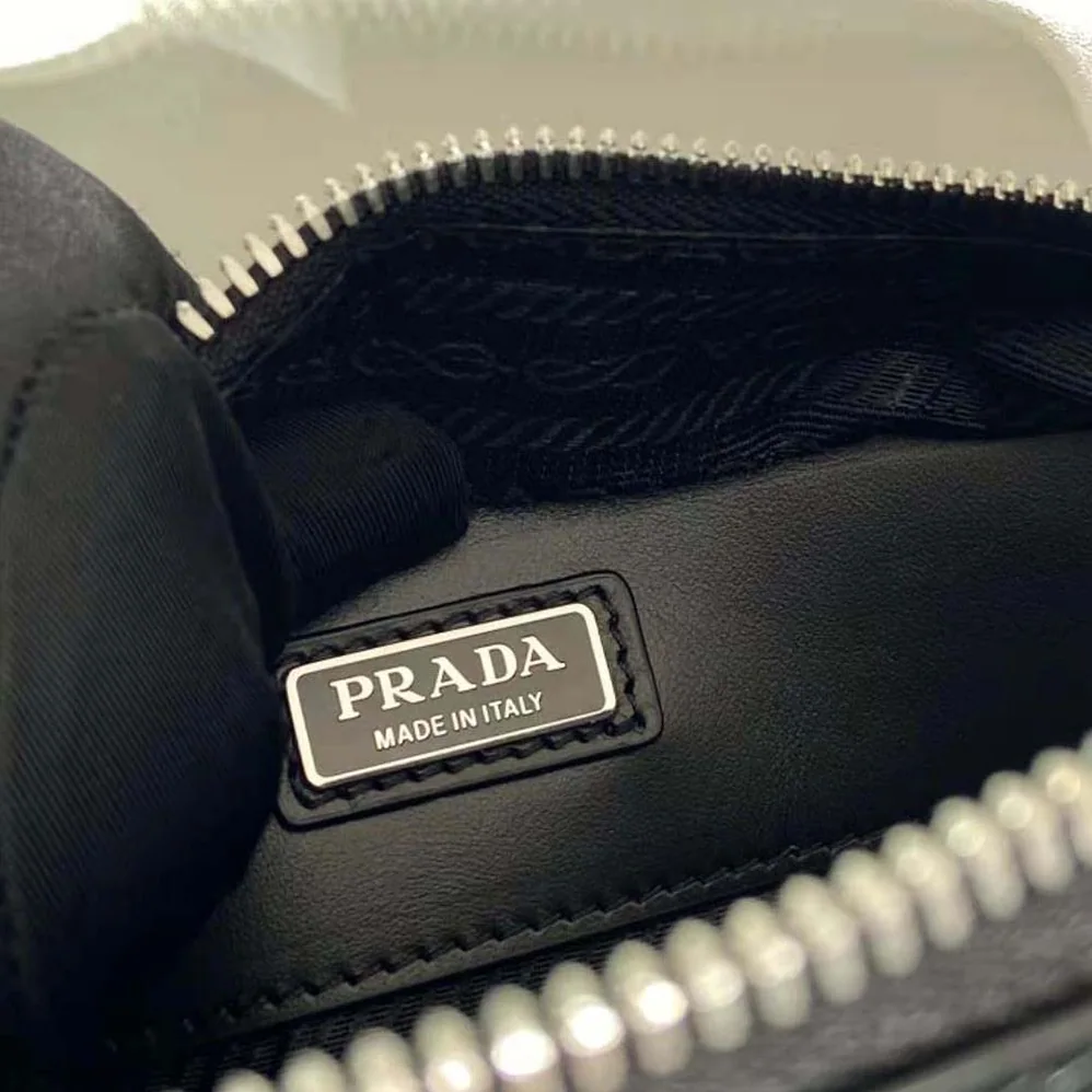 Prada Brique Brushed Leather Bag with Triangle Motif for Men in Black