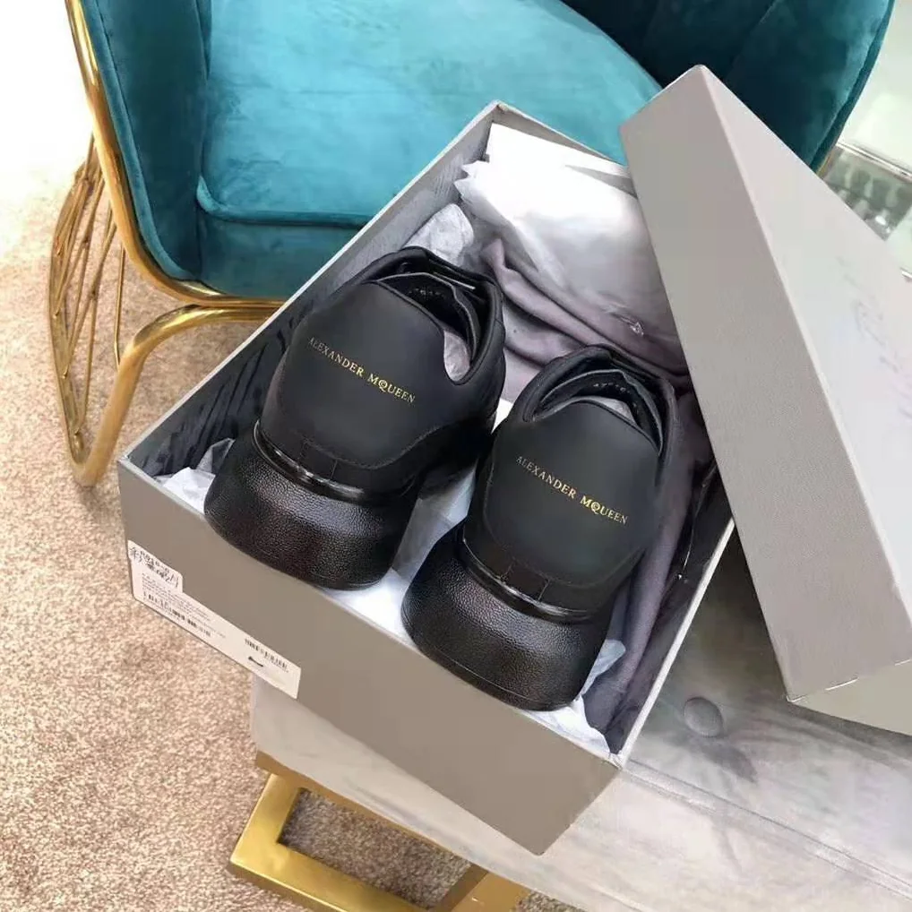 Alexander Mcqueen Shoes Oversized Sneaker Black Smooth Calf Leather Sneaker for Men