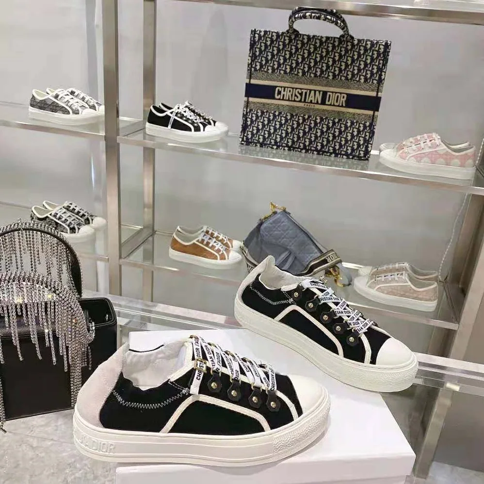 Dior Walk N Dior Sneaker Black Canvas and White Suede Calfskin for Women Dior Walk N Dior Sneaker Black Canvas and White Suede Calfskin for Women