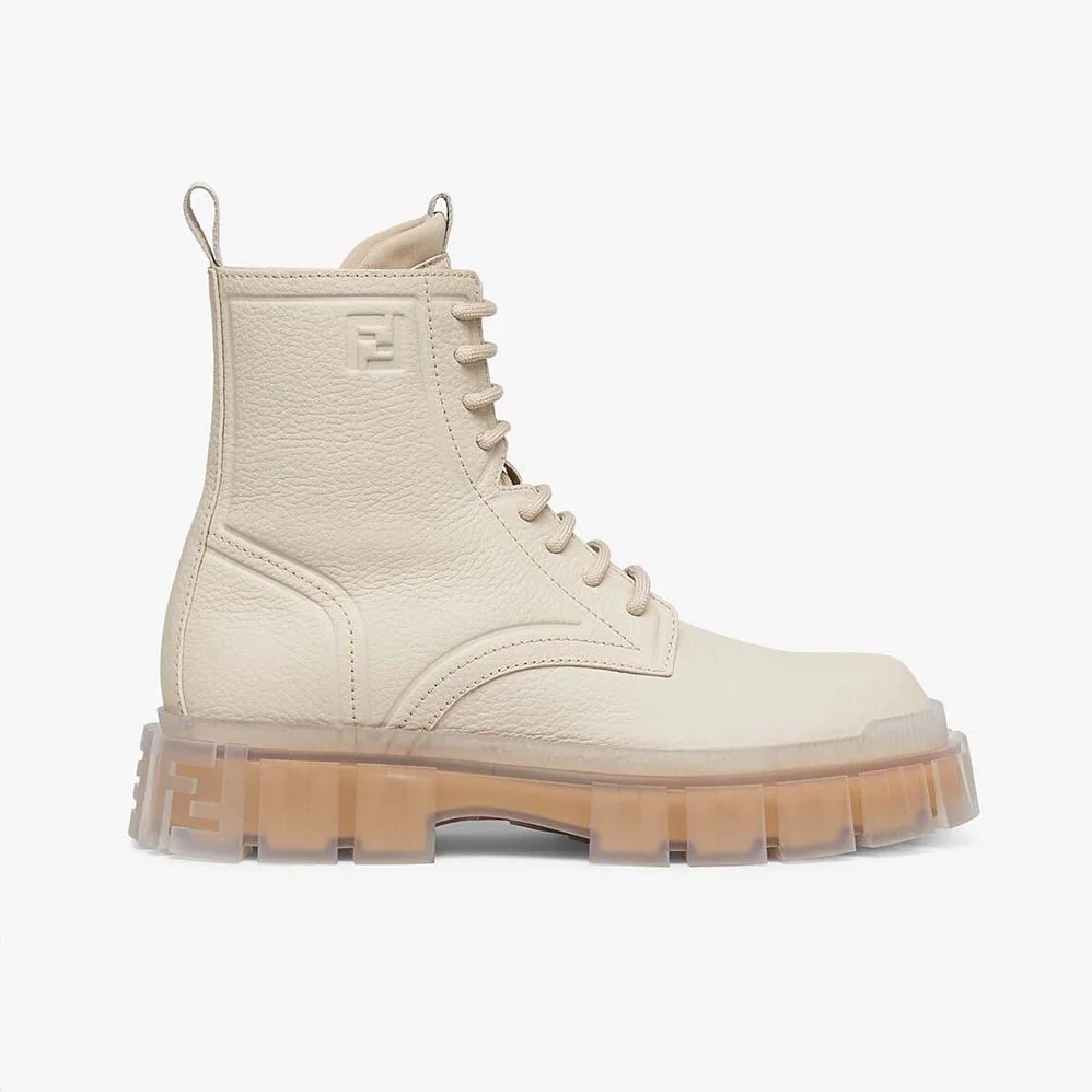 Fendi Force Beige Leather Ankle Boots for Women Fendi Force Beige Leather Ankle Boots for Women
