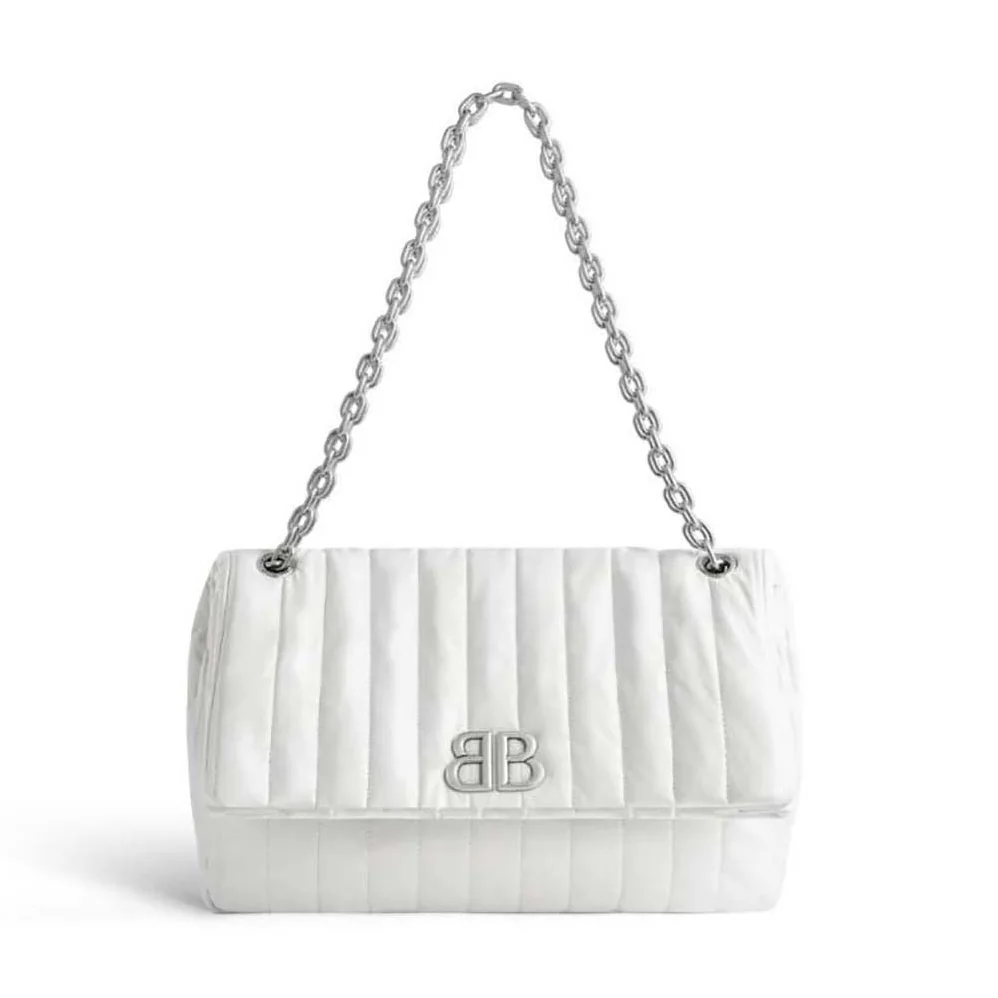 Balenciaga Monaco Medium Chain Bag Quilted in off White for Women