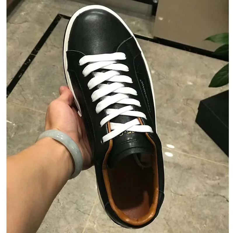Dolce Gabbana D&G Shoes Roma Sneakers in Nappa Calfskin for Men in Black