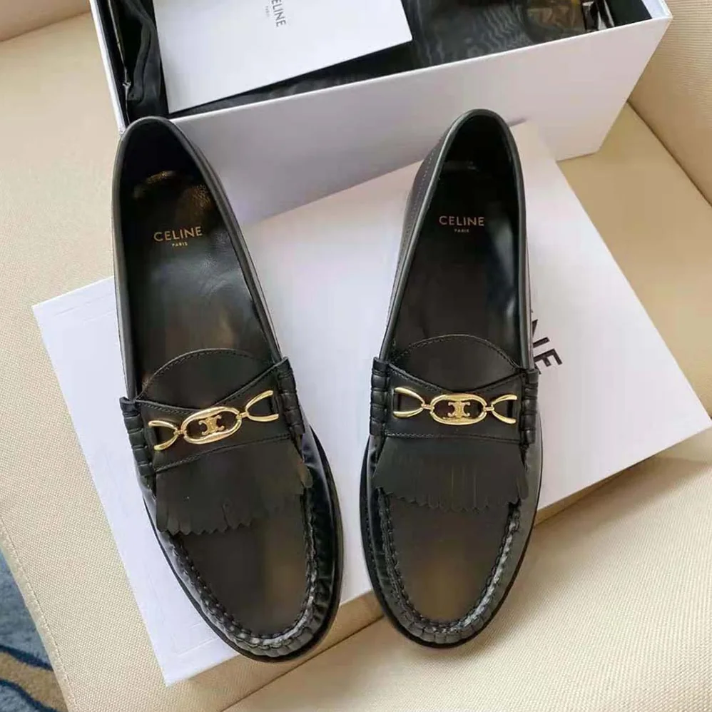 Celine Luco Maillon Triomphe Loafer in Polished Calfskin for Women