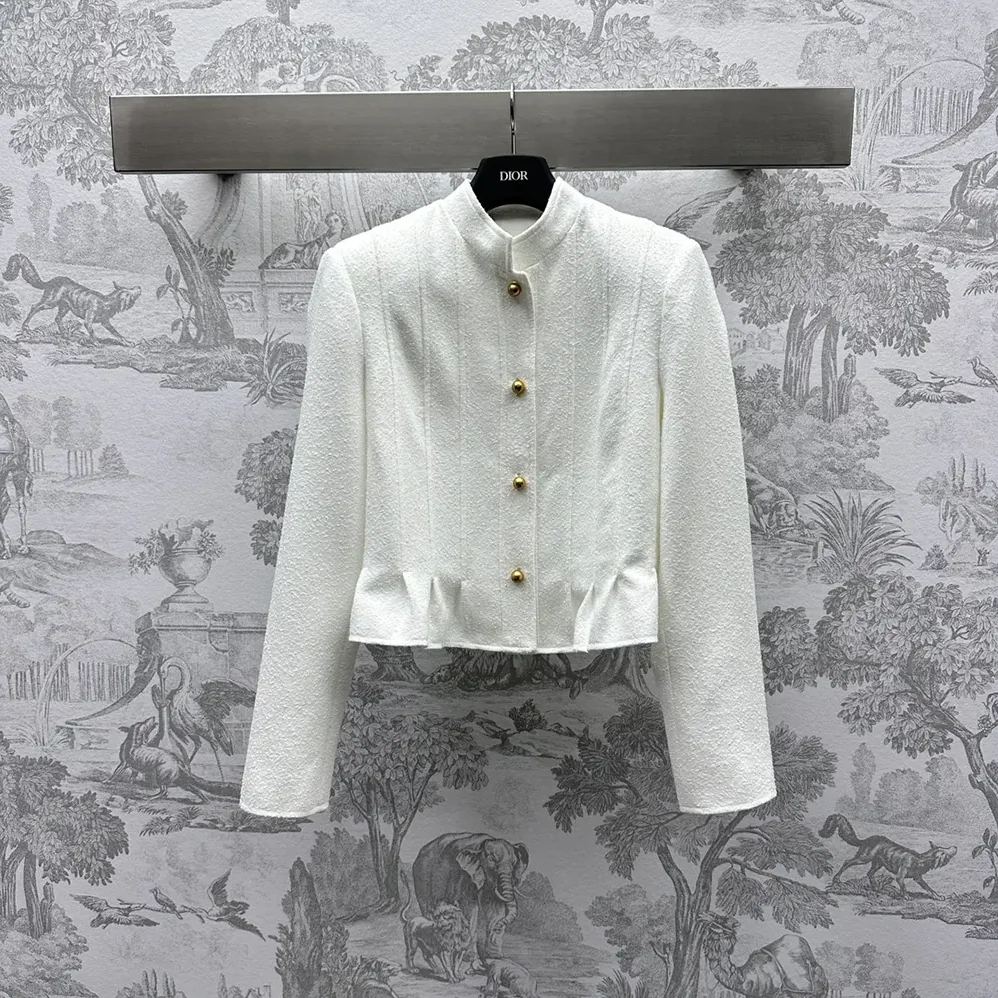 Dior Peplum Jacket Ecru Virgin Wool and Cotton Bouclé Blend for Women