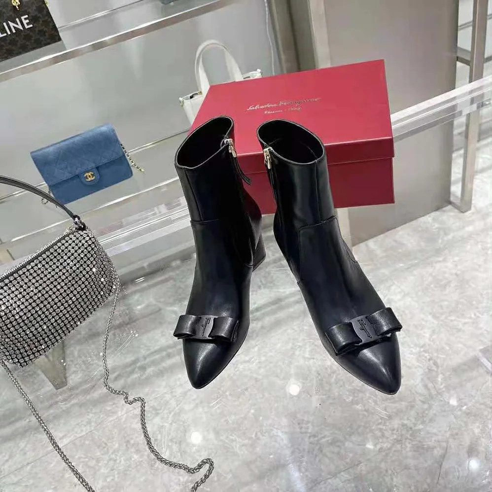 Salvatore Ferragamo Viva Bootie in 55mm Heel for Women in Black Salvatore Ferragamo Viva Bootie in 55mm Heel for Women in Black