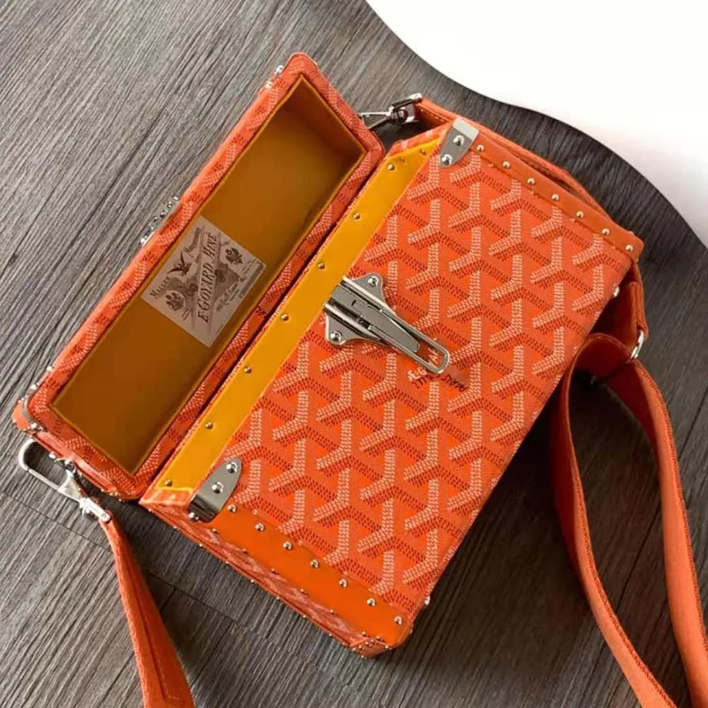 Goyard Cassette Trunk Bag in Goyardine Canvas & Clamecy Cowhide for Women in Orange