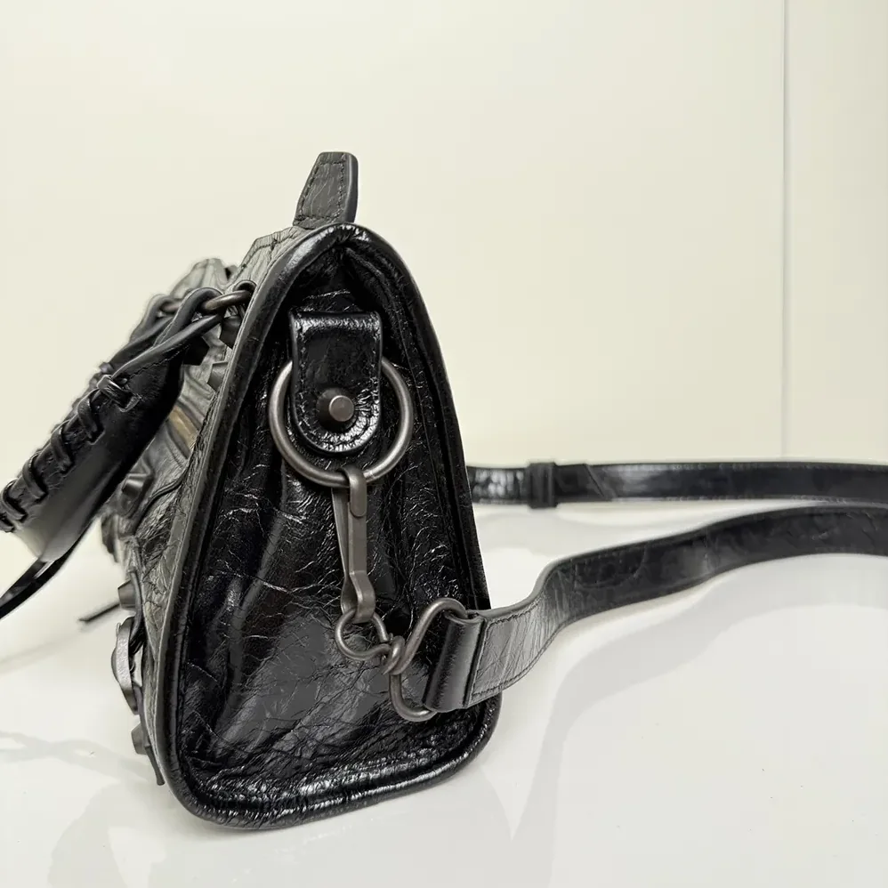 Balenciaga Le City Bag Mini in Black Arena Lambskin Brass Hardware for Women