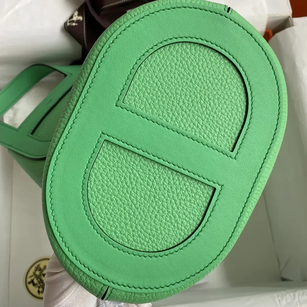 Hermes In the Loop 18 Handbag Clemence Leather for Women in Green/Silver
