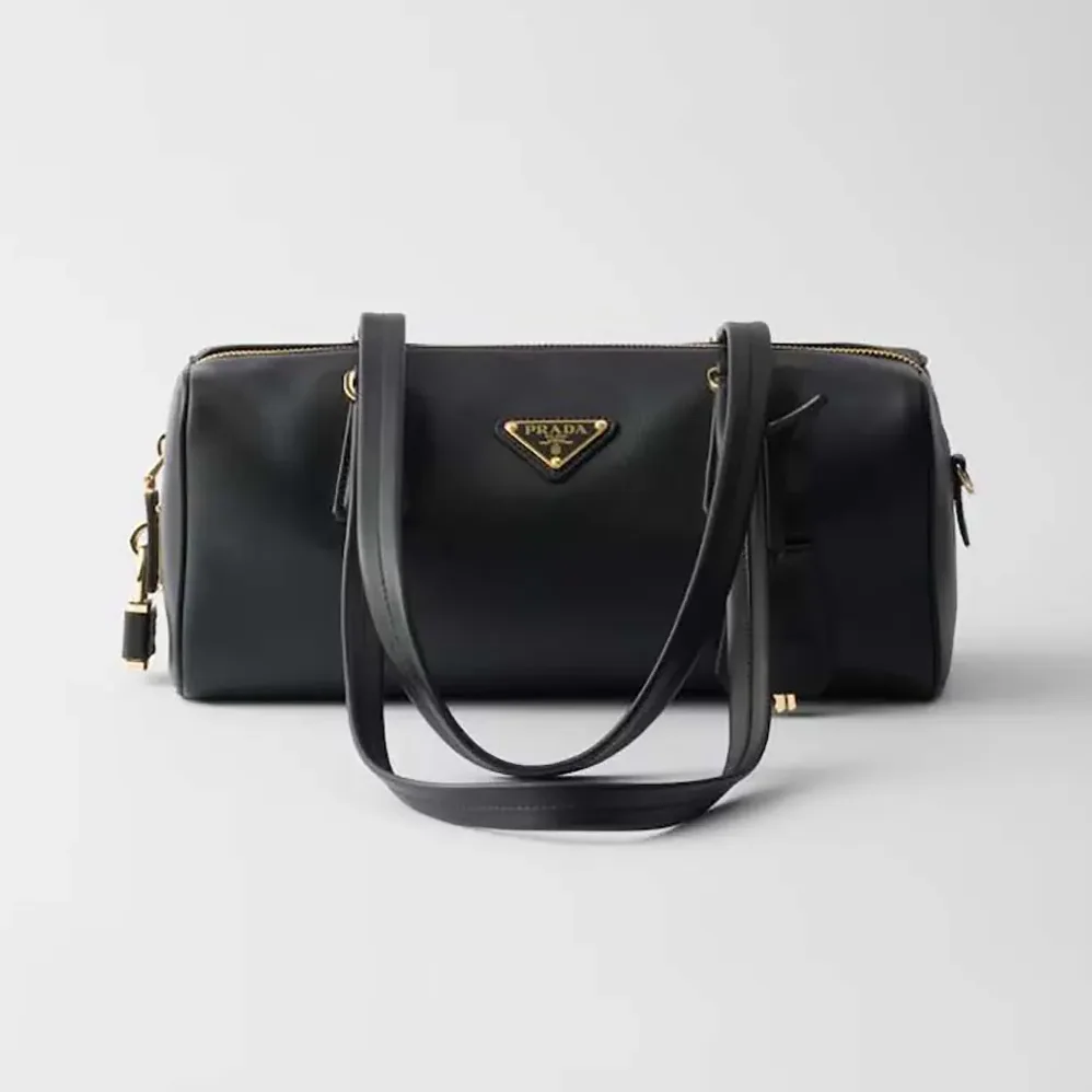 Prada Medium Leather Top-handle Bag with Padlock for Women in Black
