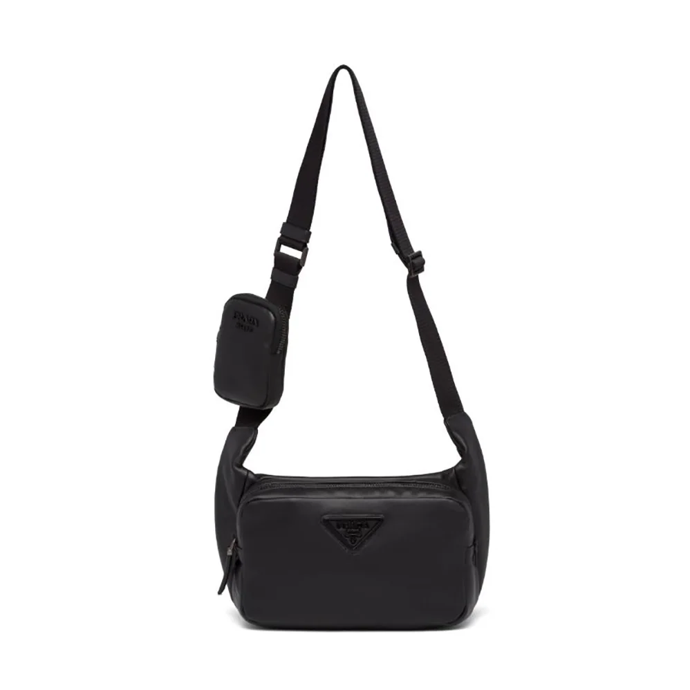 Prada Leather Shoulder Bag for Men in Black Prada Leather Shoulder Bag for Men in Black