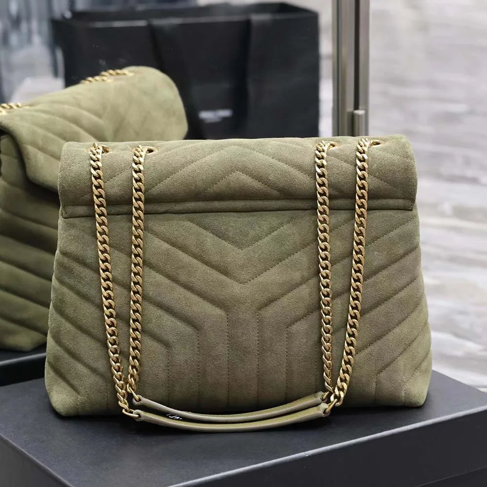 Saint Laurent YSL Loulou Medium in Quilted “Y” Suede for Women in Green Saint Laurent YSL Loulou Medium in Quilted “Y” Suede for Women in Green