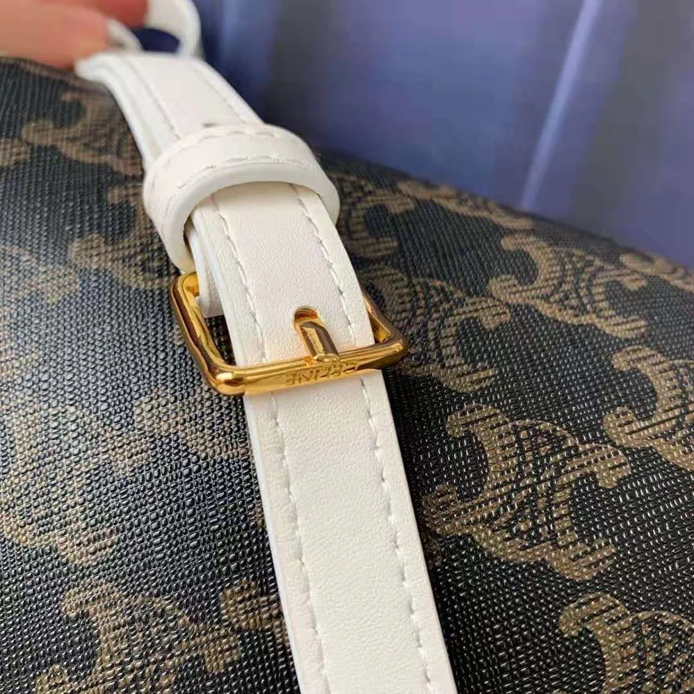 Celine Medium Folco Bag in Triomphe Canvas for Women in White