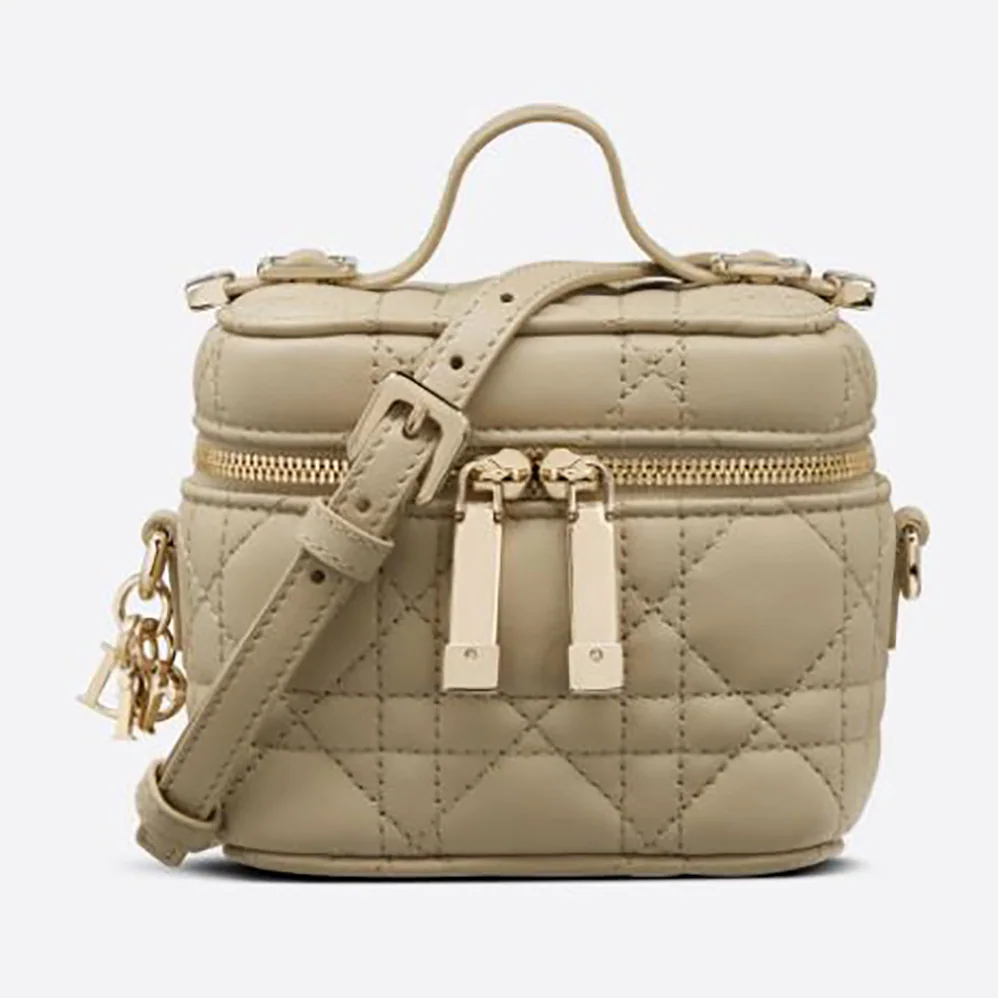 Dior Micro Lady Dior Vanity Case Cannage Lambskin for Women in Beige