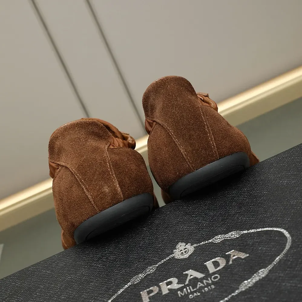 Prada Collapse Re-Nylon and Suede Elasticized Sneakers for Unisex in Brown